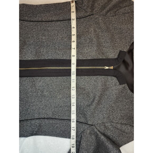 Tahari Gray Black Two Tone Shawl Lapel Zip Rayon Blend Lined Blazer Jacket Sz 6 - Picture 8 of 10